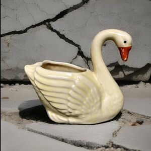 VINTAGE BRUSH POTTERY YELLOW SWAN PLANTER 1920's  - USA